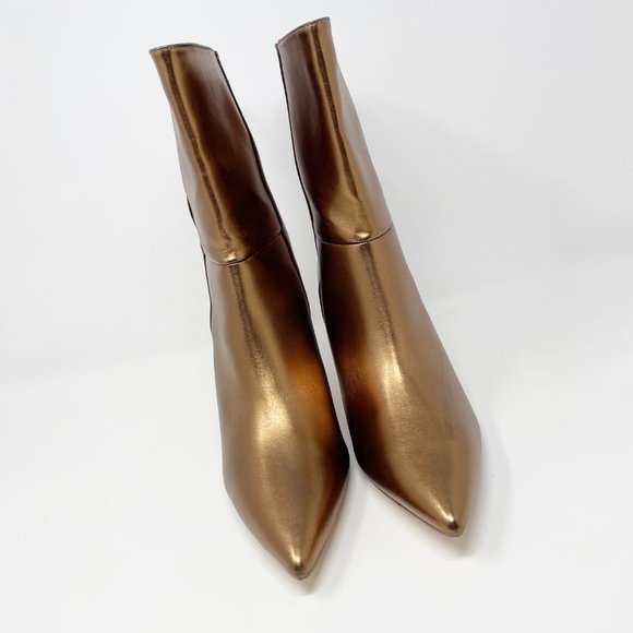 JF J. Ferrar Womens Gold Vegan Leather Slip on Mid Calf Boots Size 10 - Picture 3 of 11